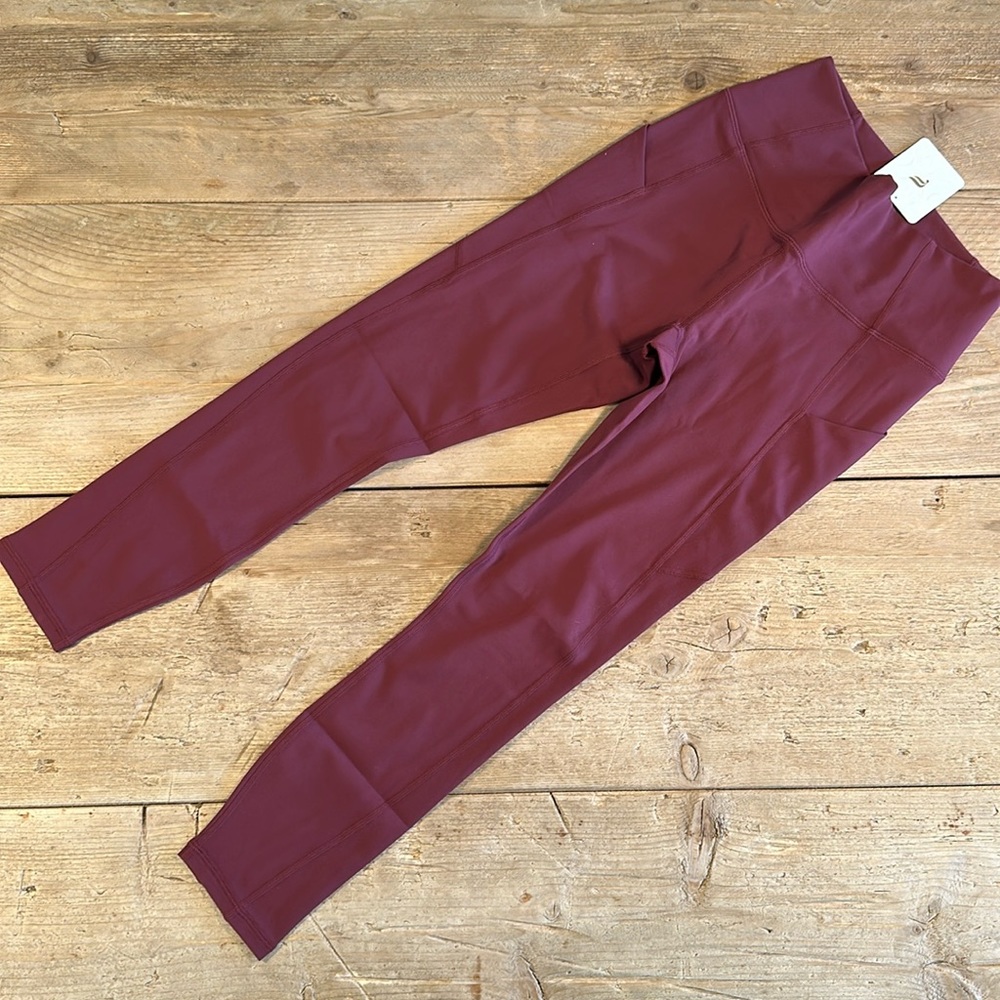 NWT- Fabletics PureLuxe High-Waisted Pocket 7/8 Leggings -MERLOT (24” Inseam) - Picture 2 of 12